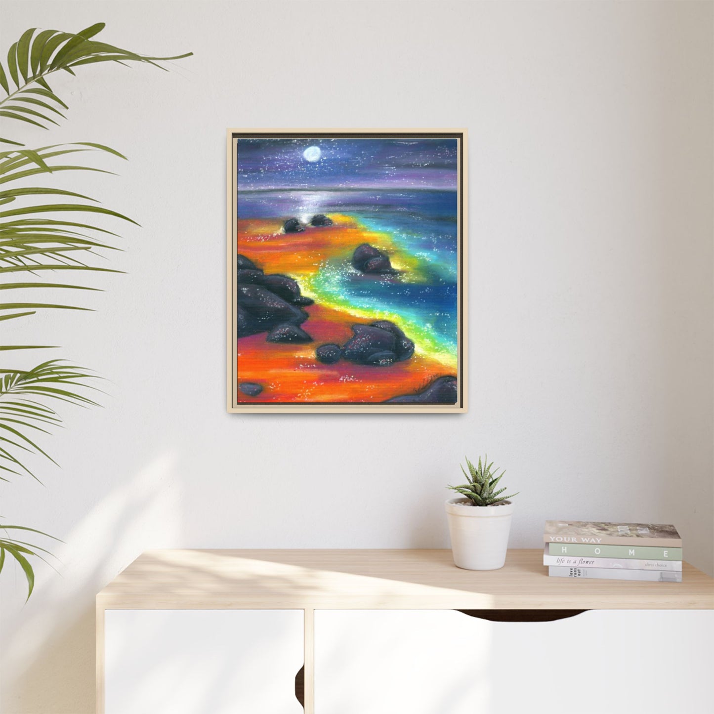 Beach at Night Frame Wall Art