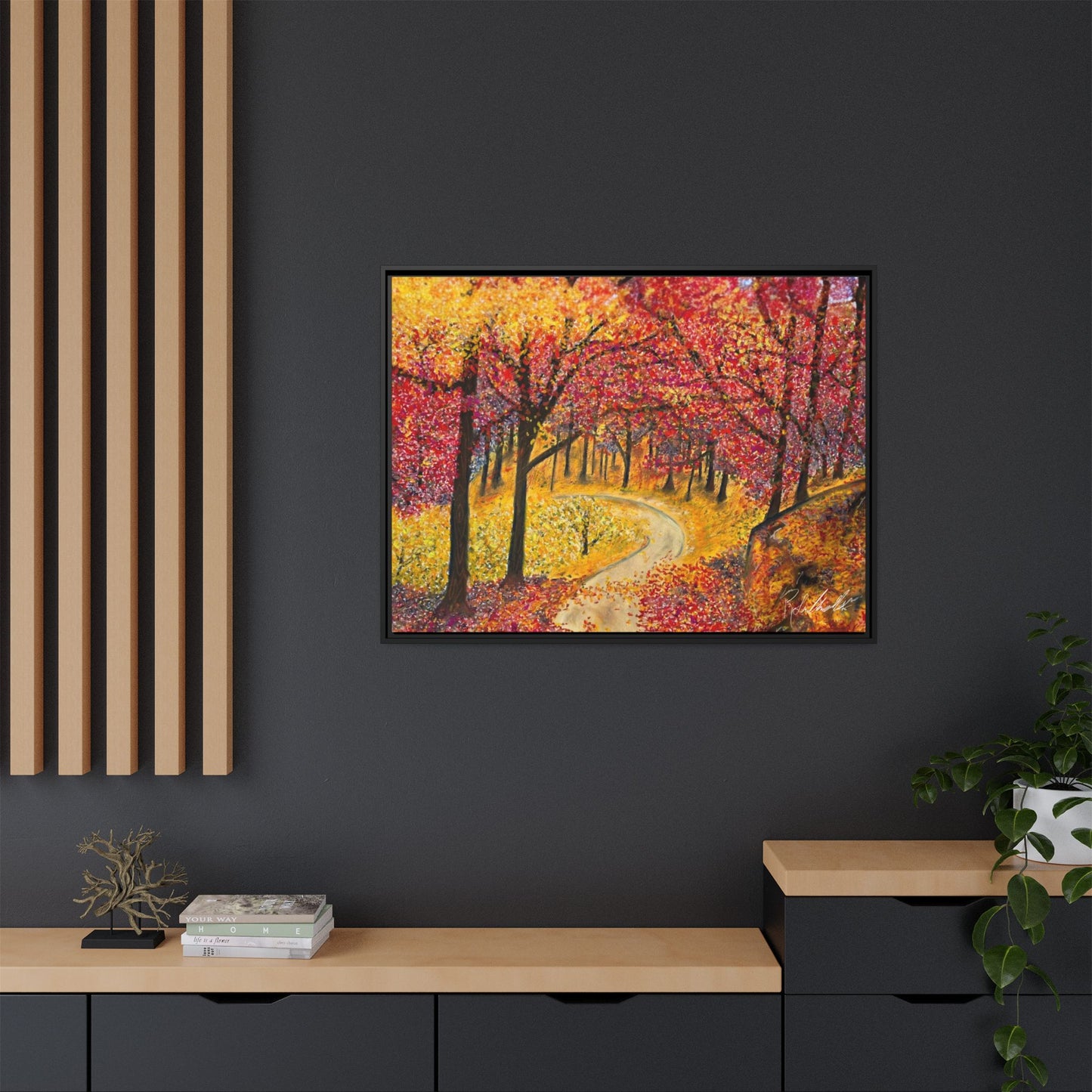 Vibrant Fall Forest Framed Wall Art