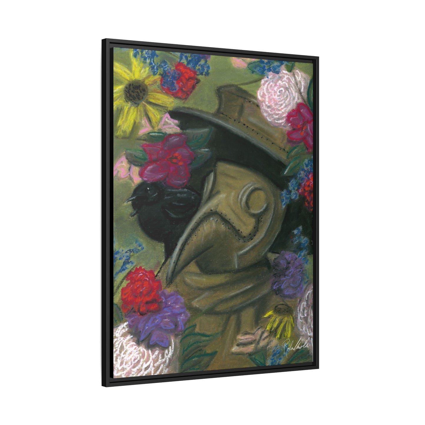 Plague Doctor and Raven Framed Wall Art