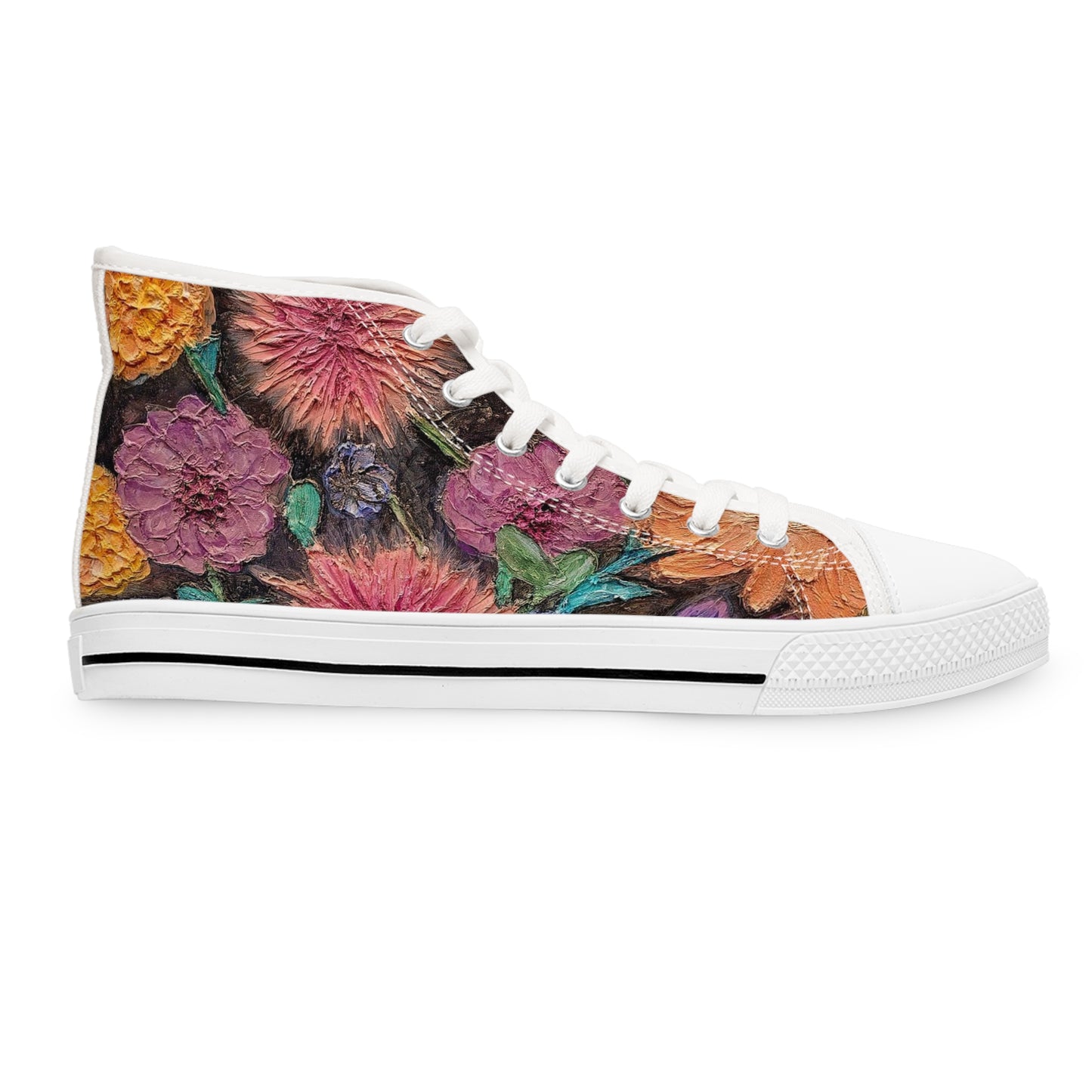 Flower Unisex High Top Sneakers Closed Toe Casual Walking Fashion Shoes