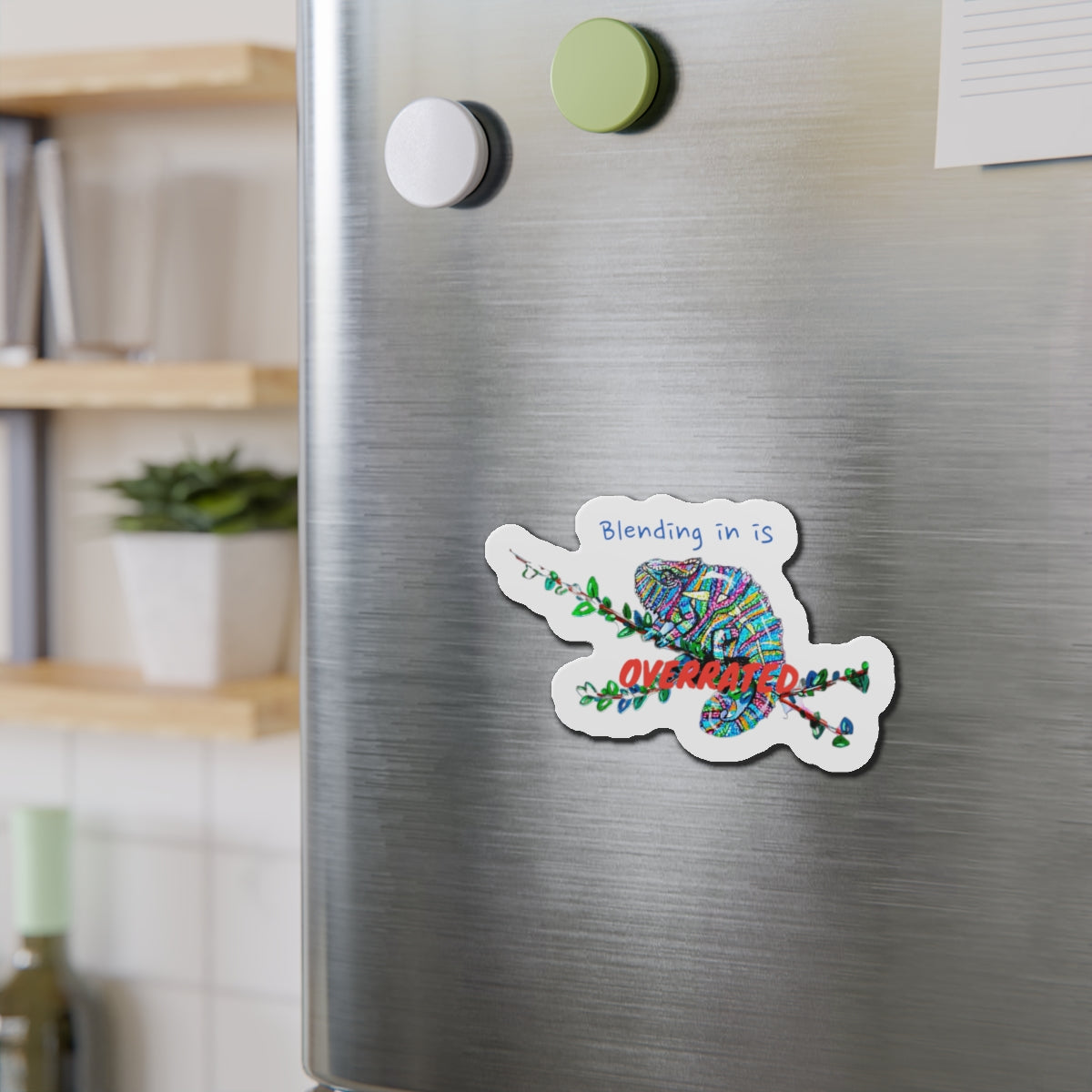 Chameleon Cut Magnets  Custom Shape, 5 Sizes, Vinyl Material for Outdoor Use, Flexible and Durable, Black Backing - Home Decor Refrigerator Magnets