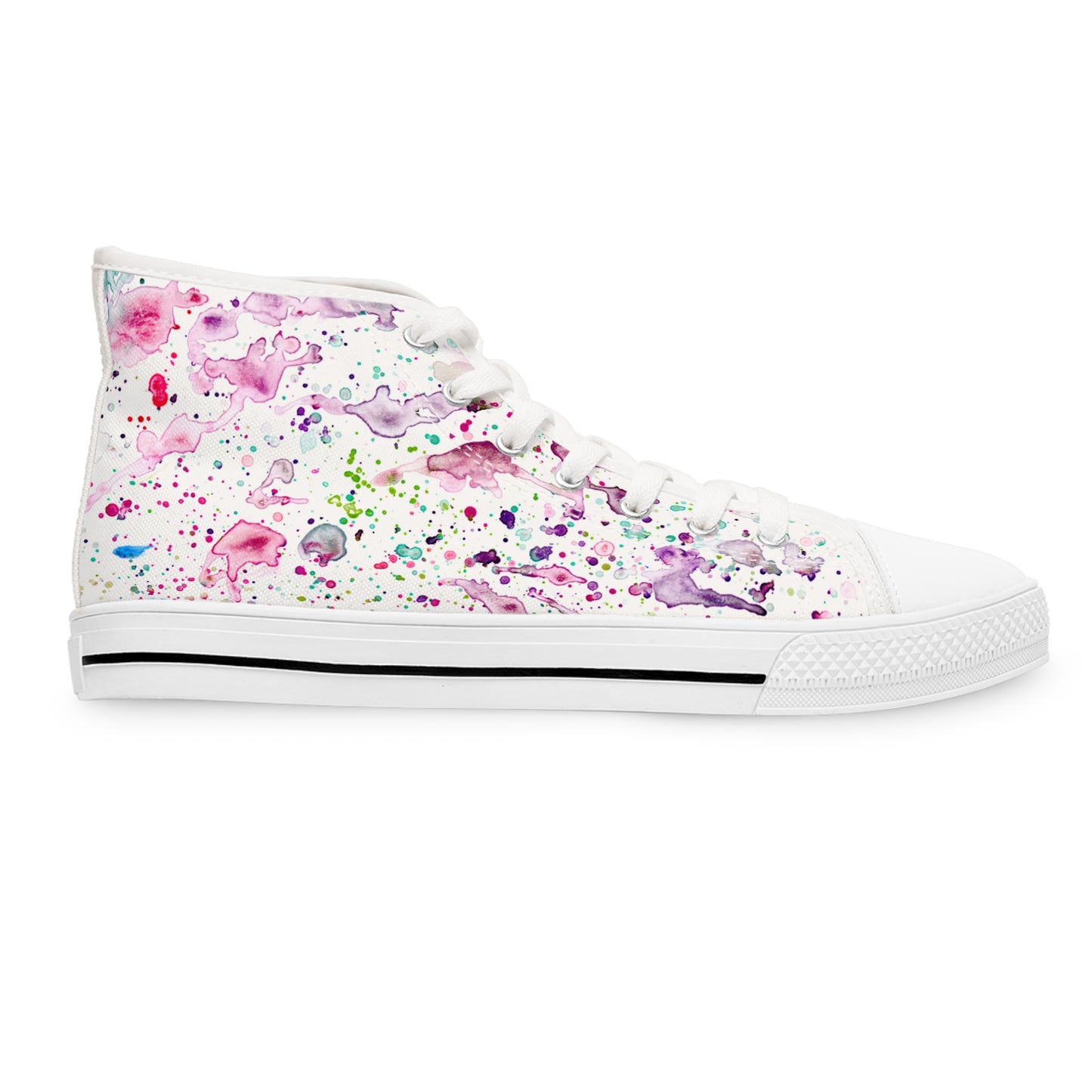 Women's High Top Sneakers — Pastel Watercolor Floral Splatter Pattern