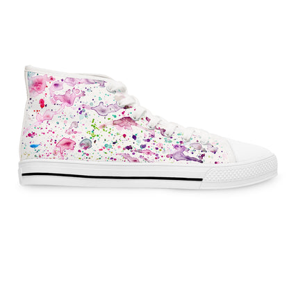 Women's High Top Sneakers — Pastel Watercolor Floral Splatter Pattern
