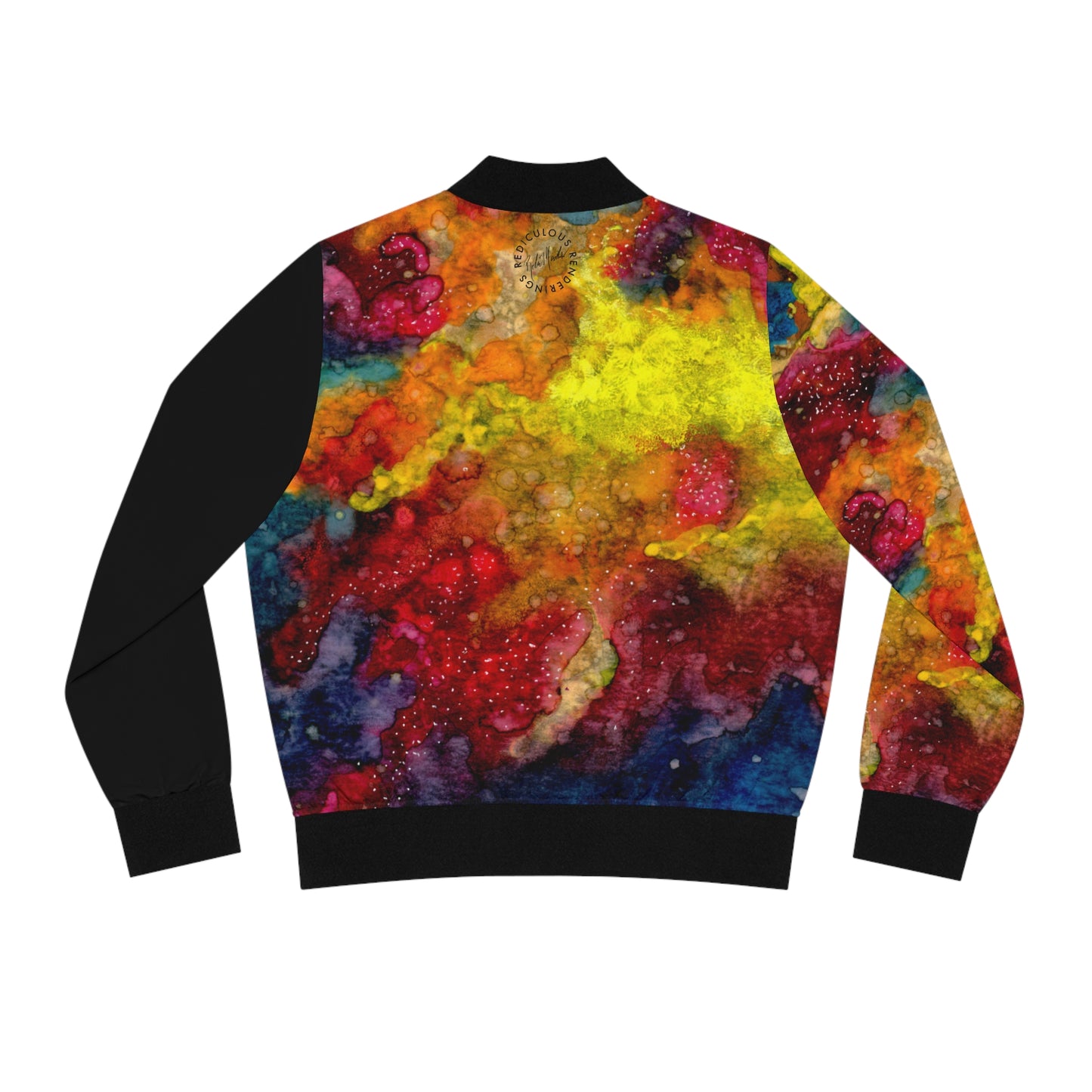 Women's Bomber Jacket - Colorful Abstract Galaxy Paint Splatter Design