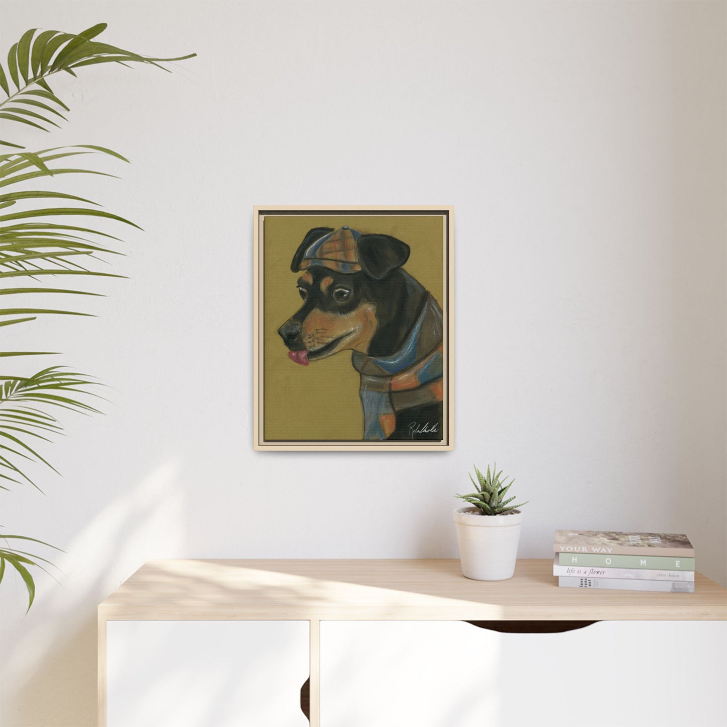 Small Chihuahua Dog in Hat Framed Wall Art