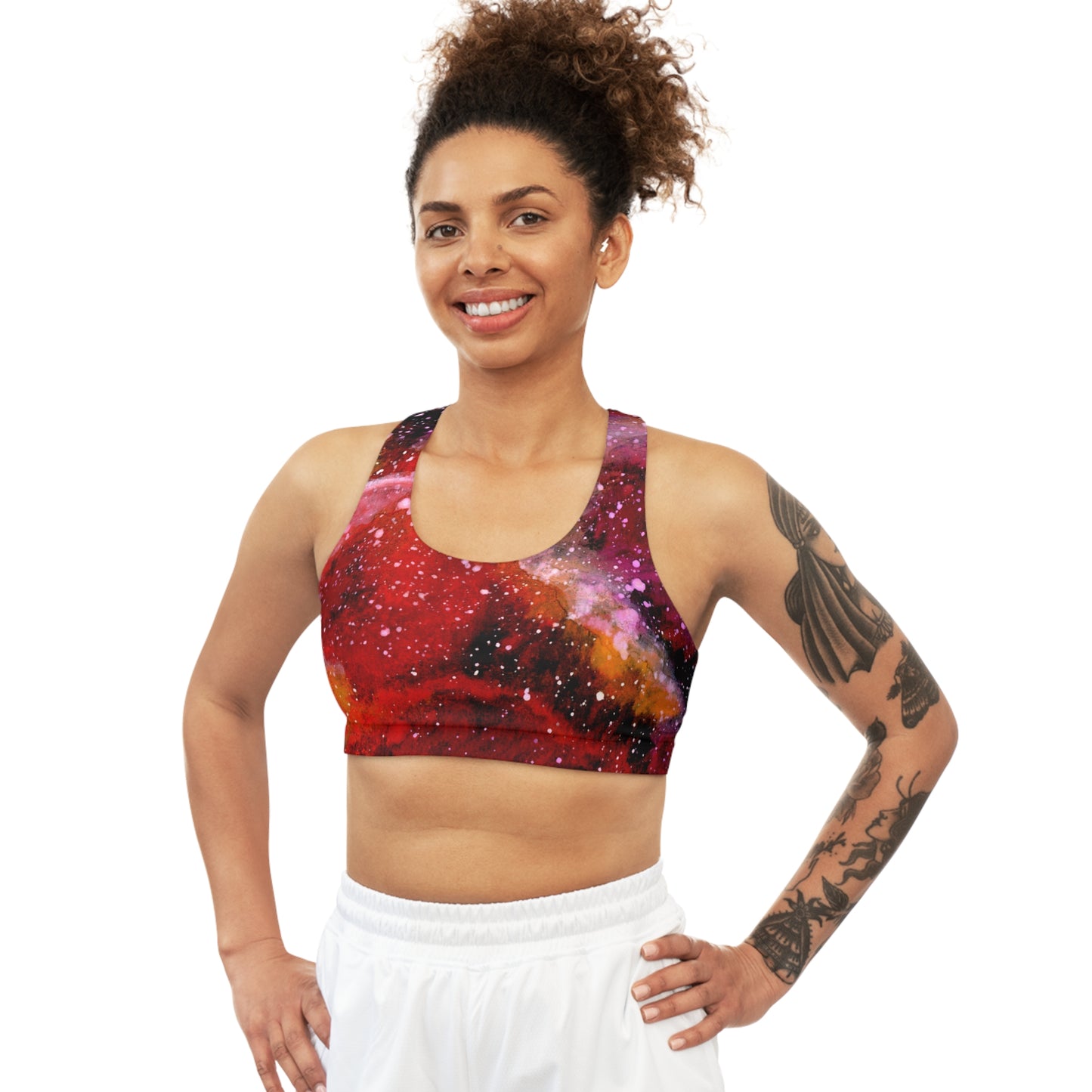 Orange Moons Galaxy Seamless Sports Bra (AOP)