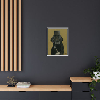 Black Lab Dog in Top Hat Framed Wall Art