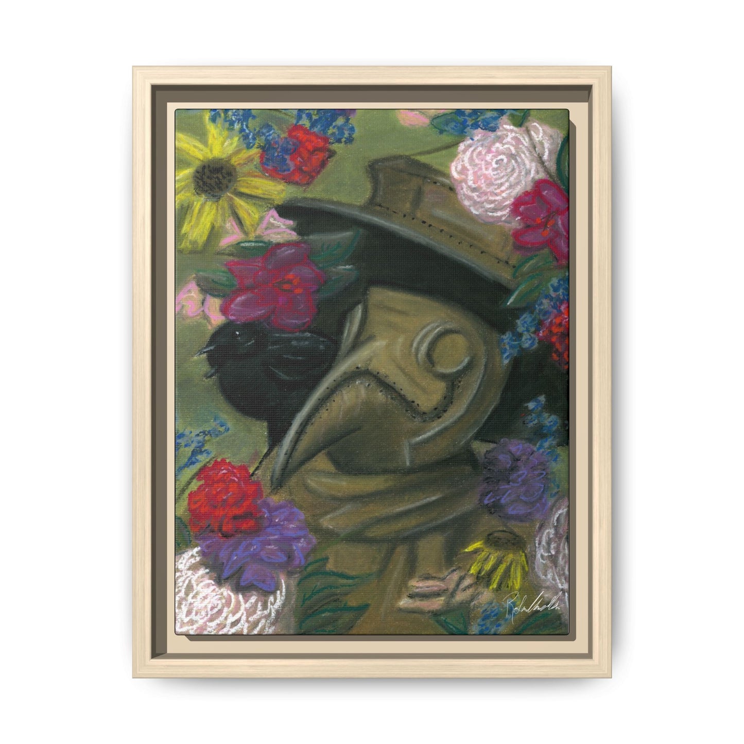 Plague Doctor and Raven Framed Wall Art