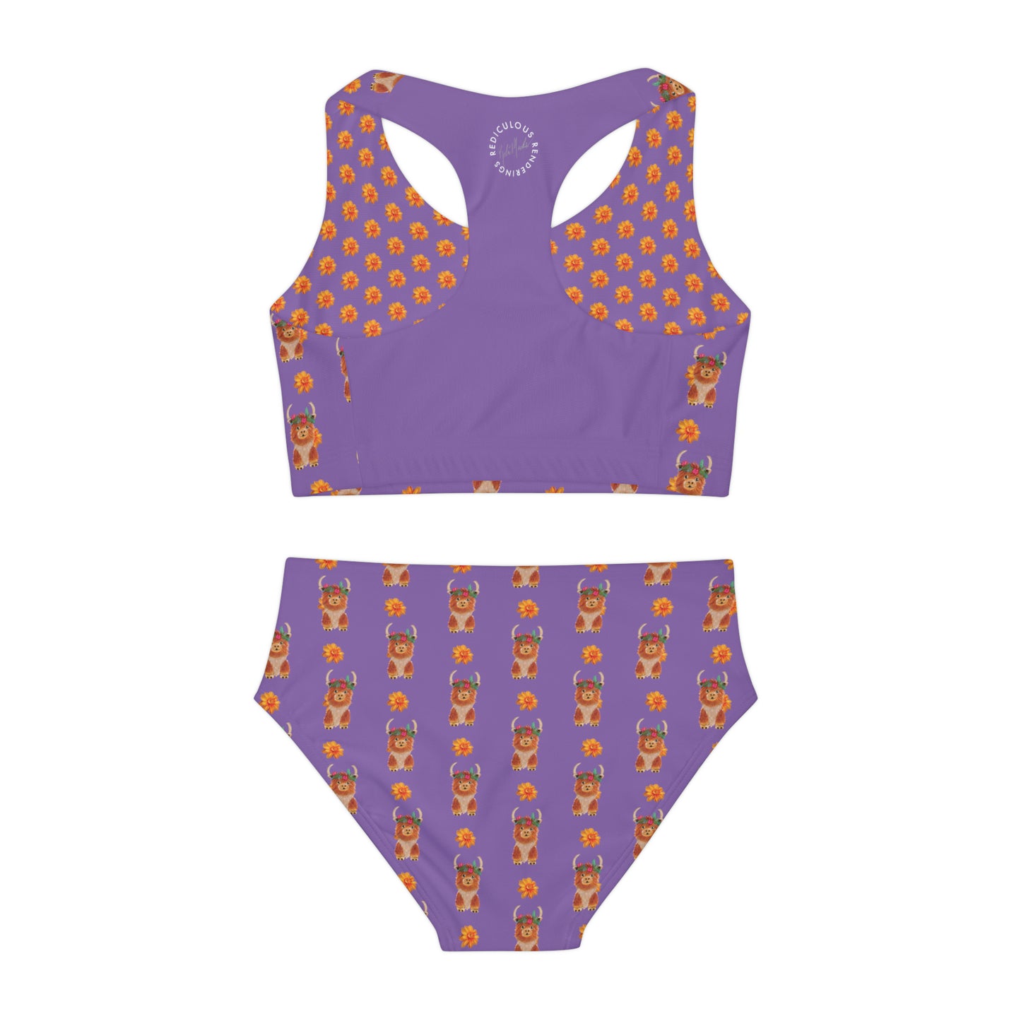 Purple Cow Girls Two Piece Swimsuit (AOP)