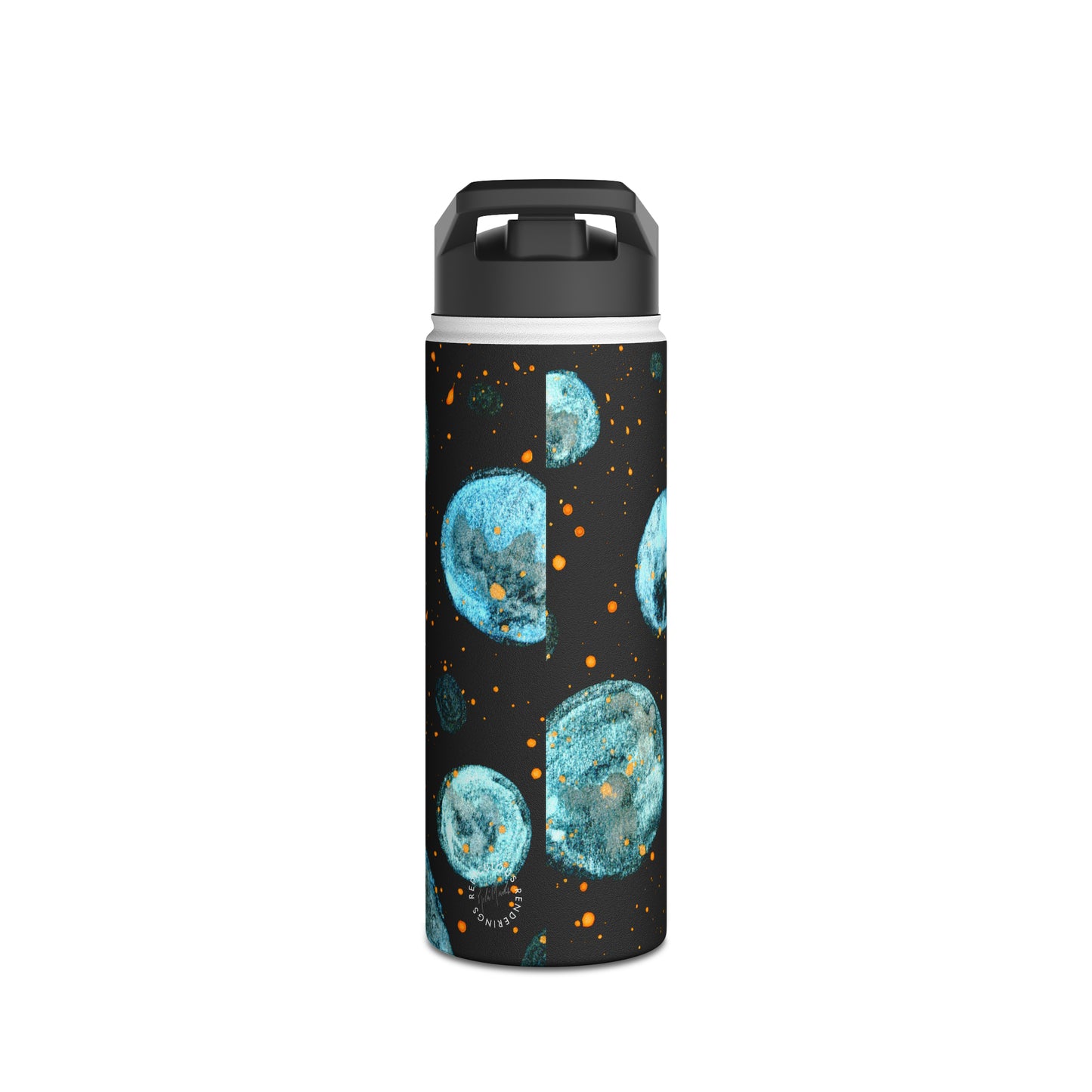 Little Blue Planets Galaxy Stainless Steel Water Bottle, Standard Lid