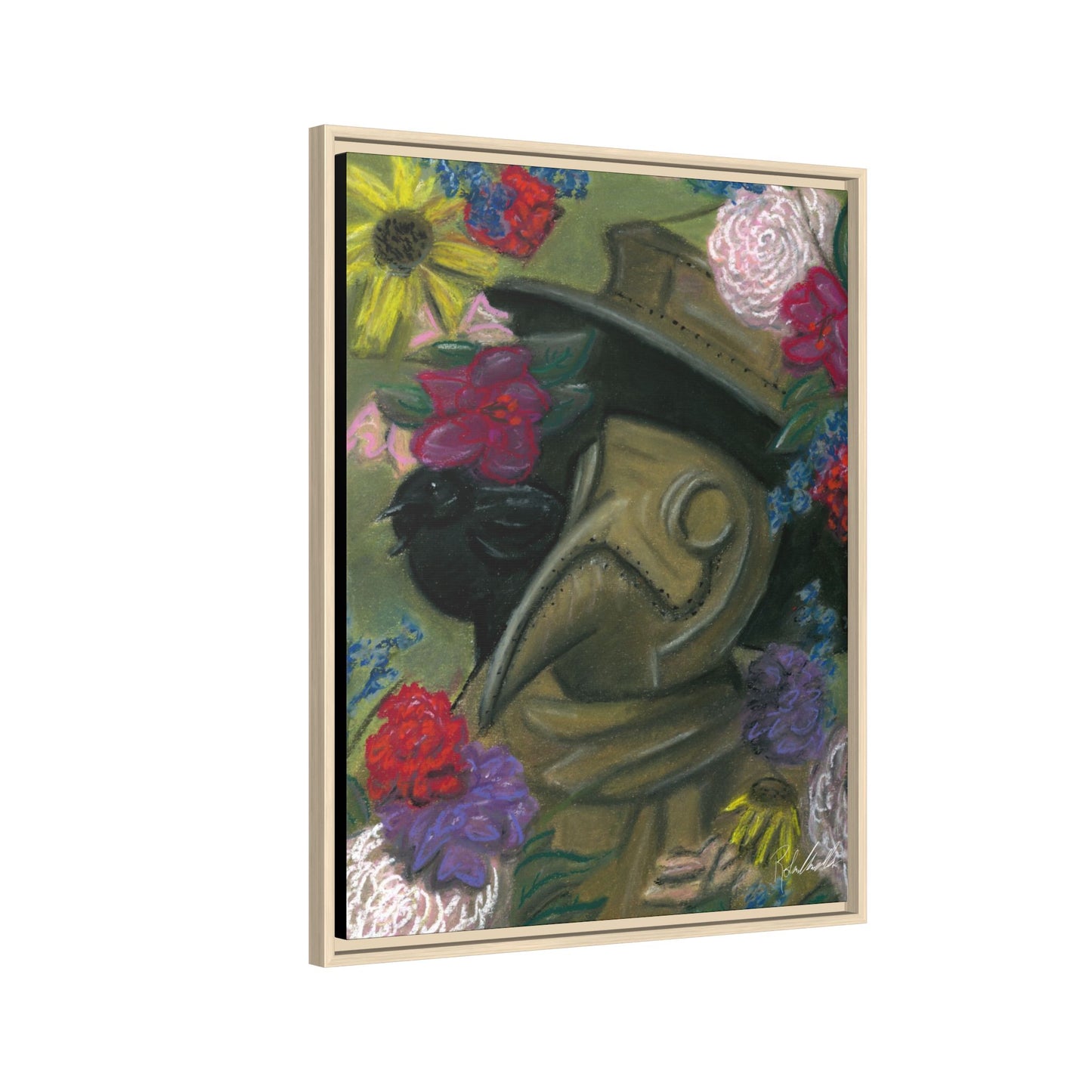 Plague Doctor and Raven Framed Wall Art