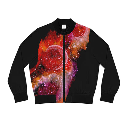 Cosmic Bloom Bomber Jacket — Women's Galaxy Art Outerwear