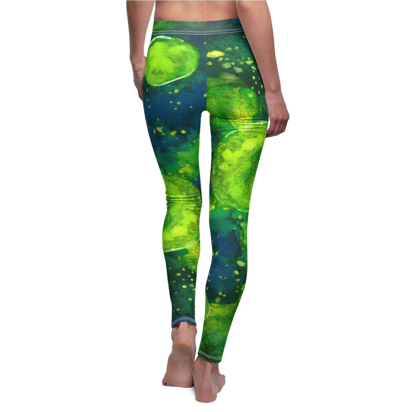 Green Galaxy Women's Cut & Sew Casual Leggings (AOP)