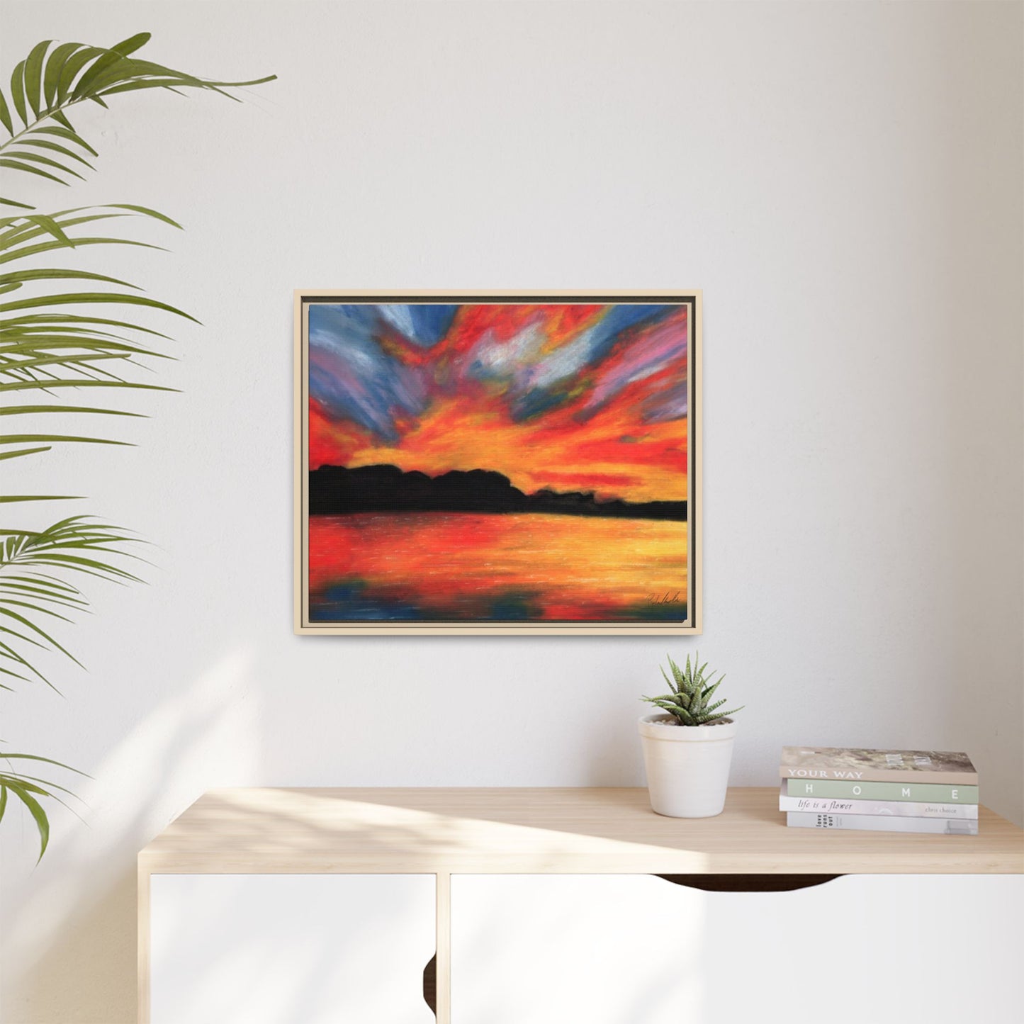 Sunset Over The Lake Framed Wall Art