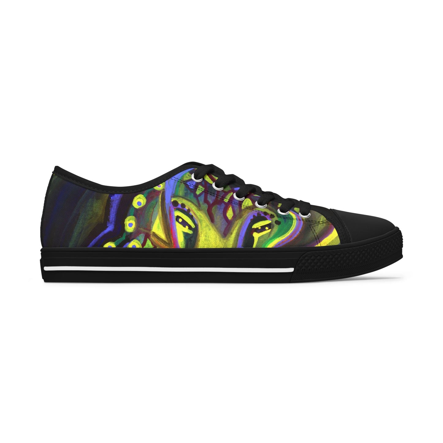 Women's Low Top Sneakers — Vibrant Neon Abstract Octopus Art Casual Shoes