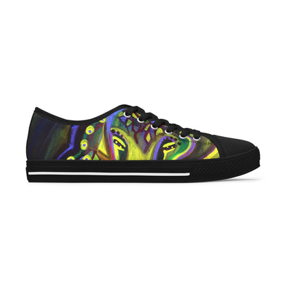 Women's Low Top Sneakers — Vibrant Neon Abstract Octopus Art Casual Shoes