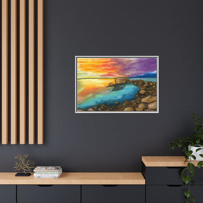 Sunset Ocean Beach Framed Wall Art