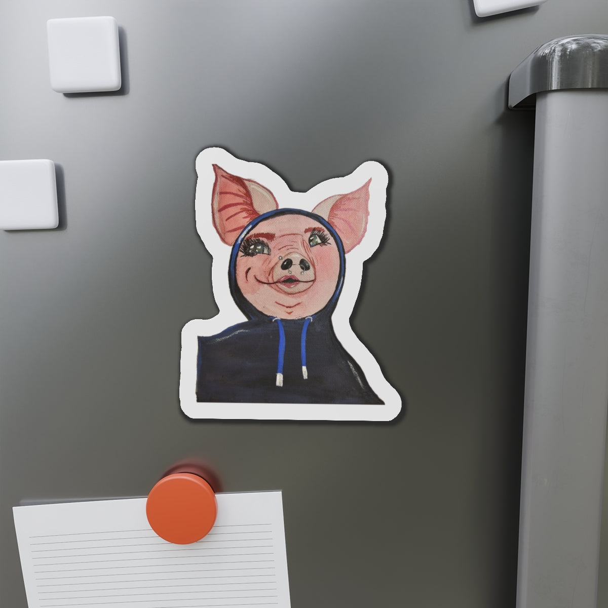 Hoodie Pig Die-Cut Magnets  Custom Shape, 5 Sizes, Vinyl Material for Outdoor Use, Flexible and Durable, Black Backing - Home Decor Refrigerator Magnets