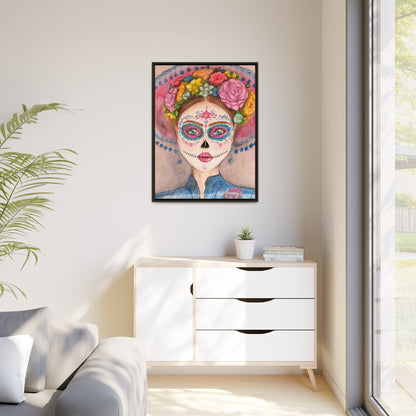 Day of the Dead Skull Woman Framed Wall Art