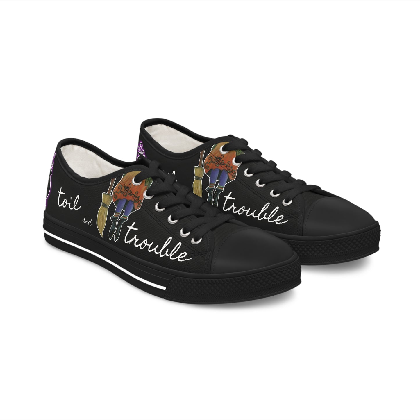 Halloween Double Double Toil and Trouble Witch Unisex Classic Low Top Sneaker Shoes