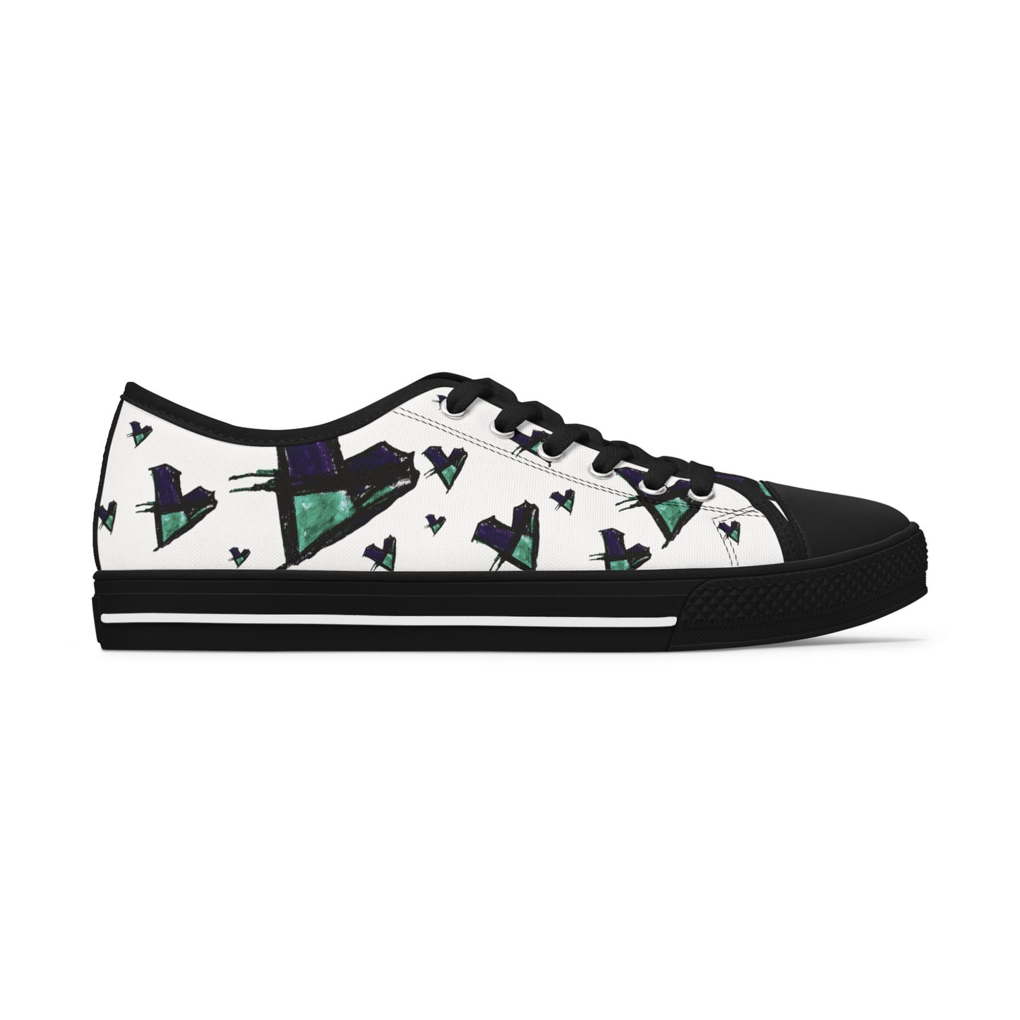 Heart Pattern Low Top Sneakers — Women's Casual Canvas Shoes