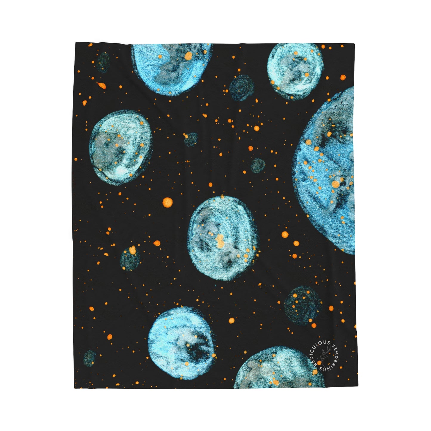 Little Blue Planets Galaxy Velveteen Plush Blanket