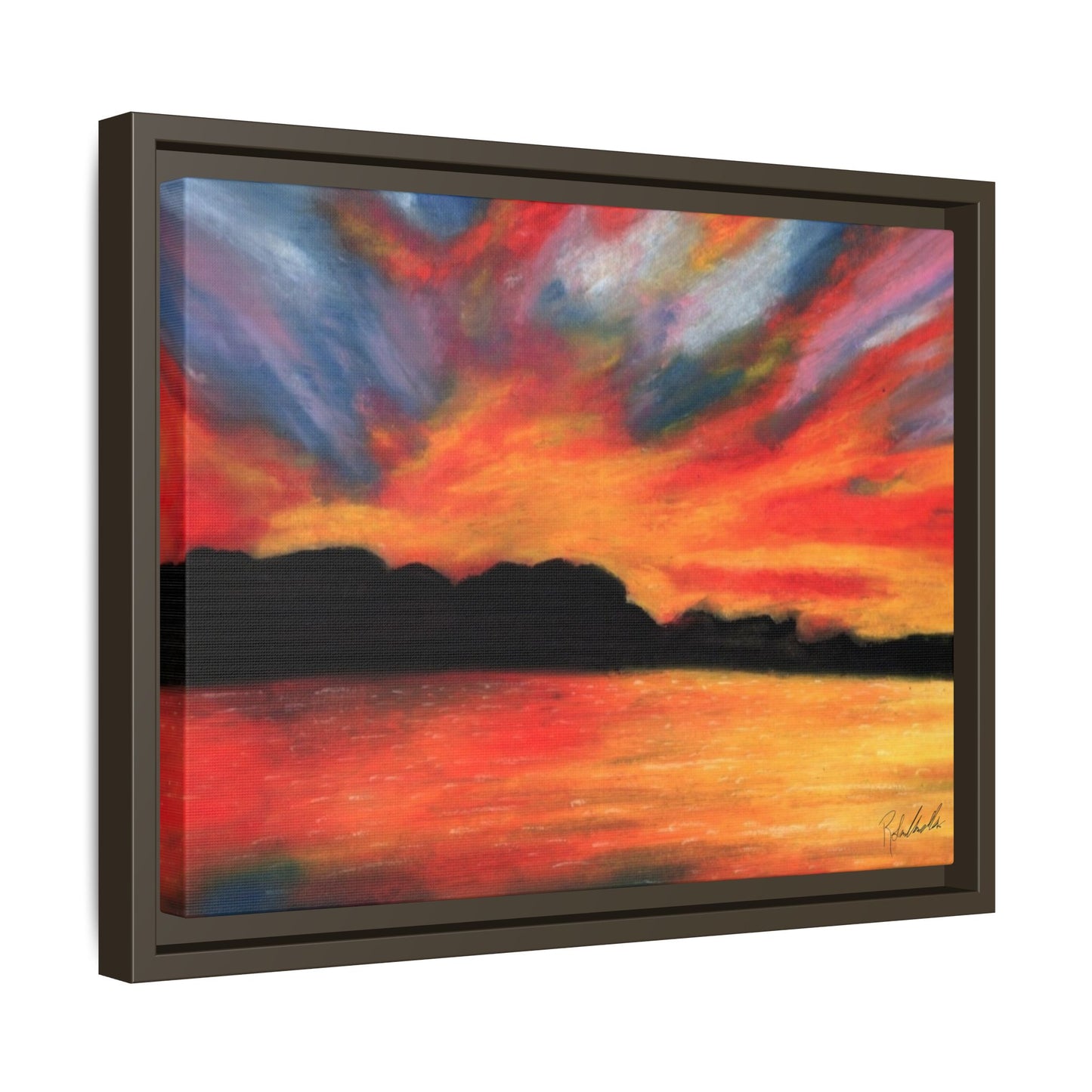 Sunset Over The Lake Framed Wall Art