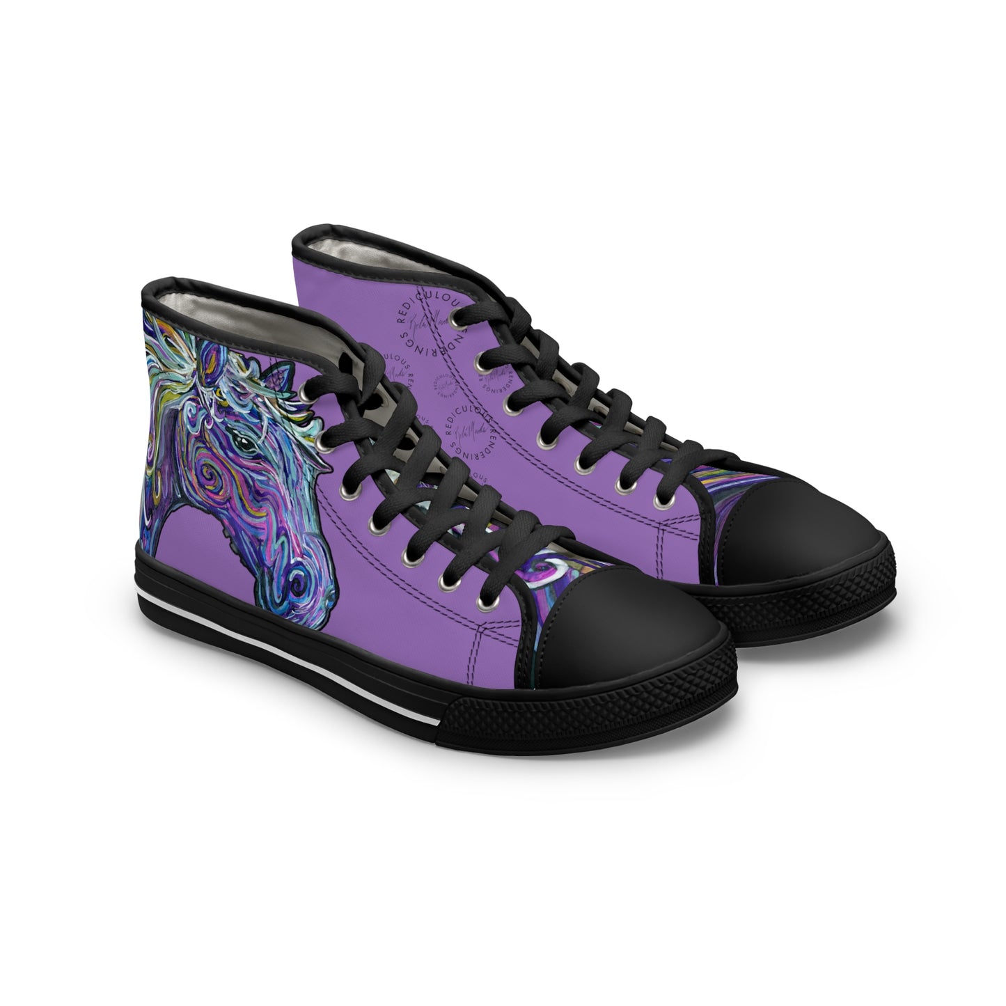 Purple Abstract Horse Unisex High Top Sneakers