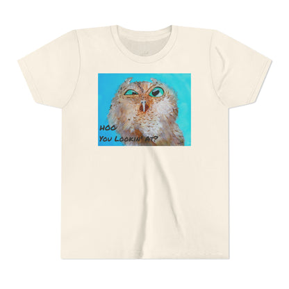Youth Owl Tee "Hoo You Looking At?" - Cute Kids Graphic T-Shirt