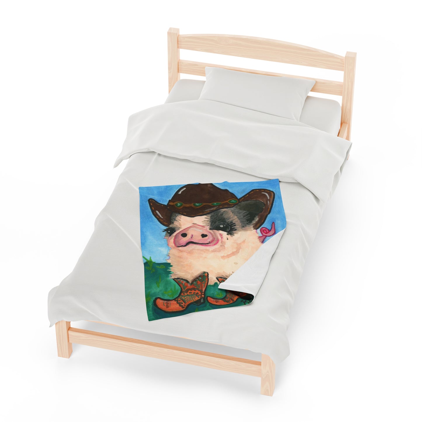 Cowboy Pig Velveteen Plush Blanket