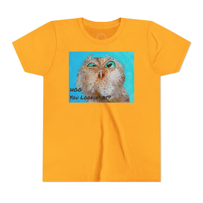 Youth Owl Tee "Hoo You Looking At?" - Cute Kids Graphic T-Shirt