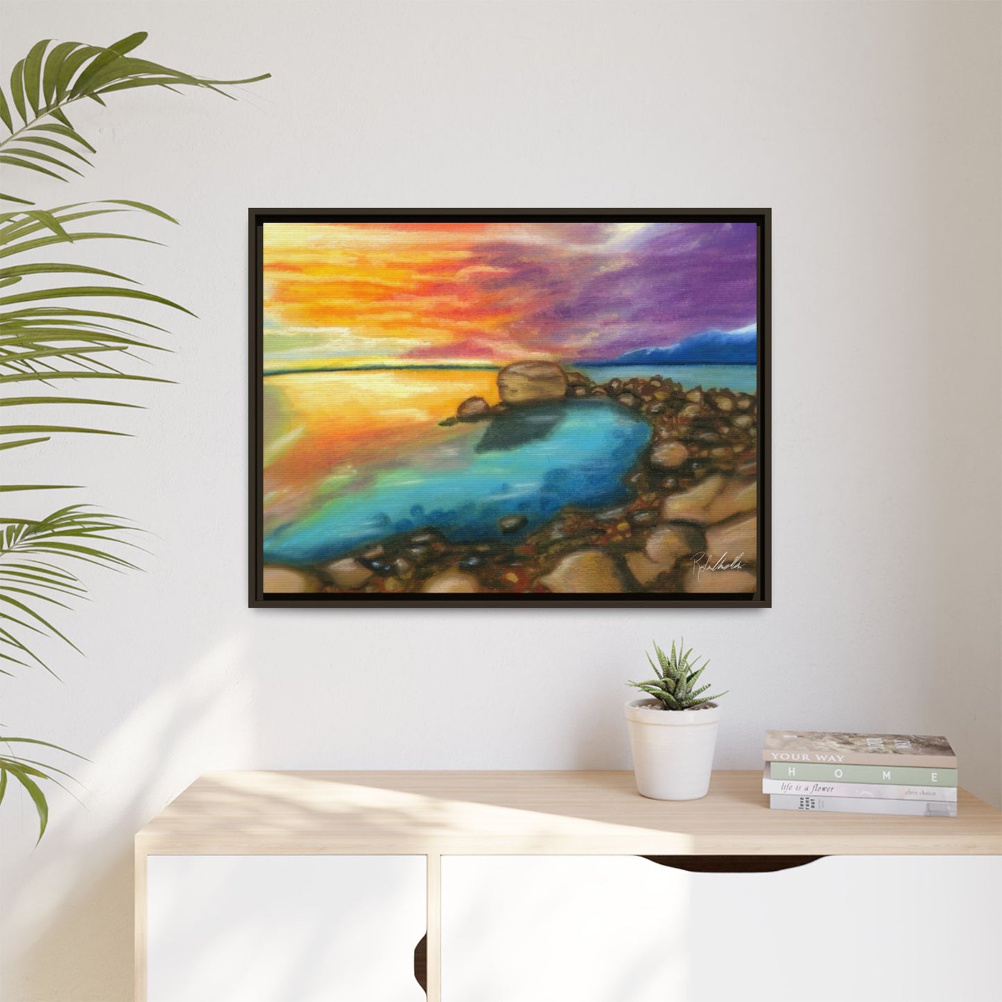 Sunset Ocean Beach Framed Wall Art