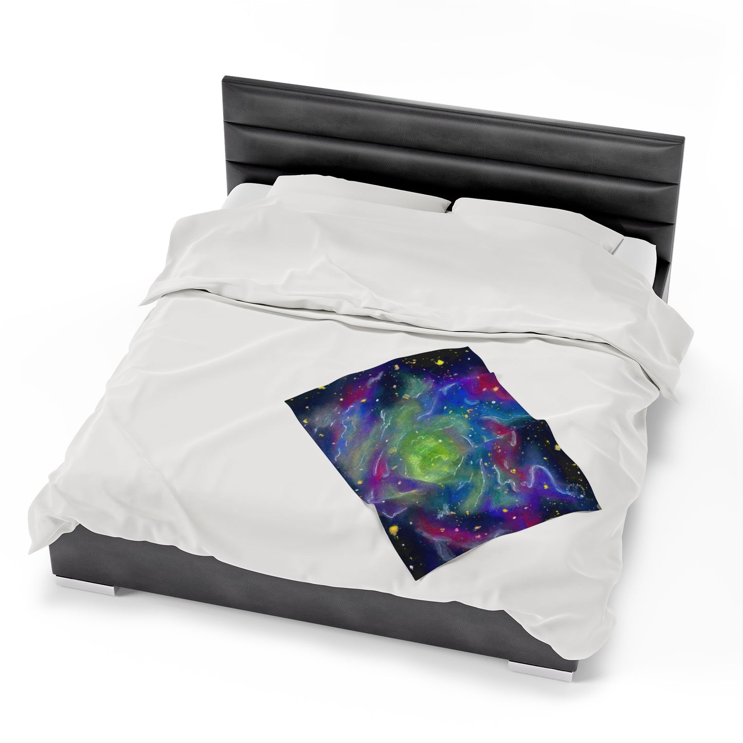 Rainbow Vortex Galaxy Velveteen Plush Blanket