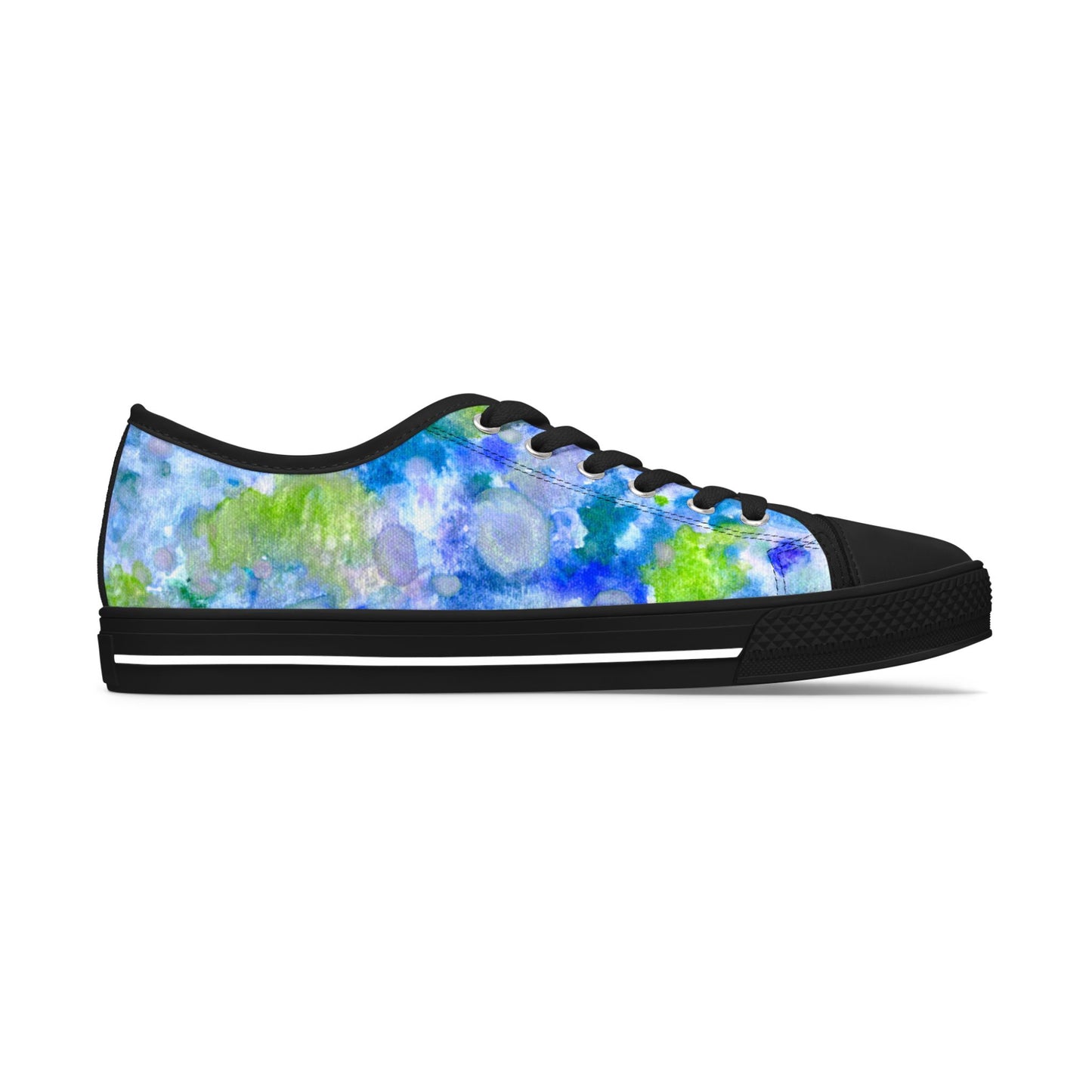 Floral Watercolor Low Top Sneakers — Blue Green Garden Print