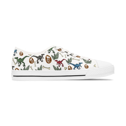 Dinosaur Pattern Women's Low Top Sneakers — Cute Retro Dino Print