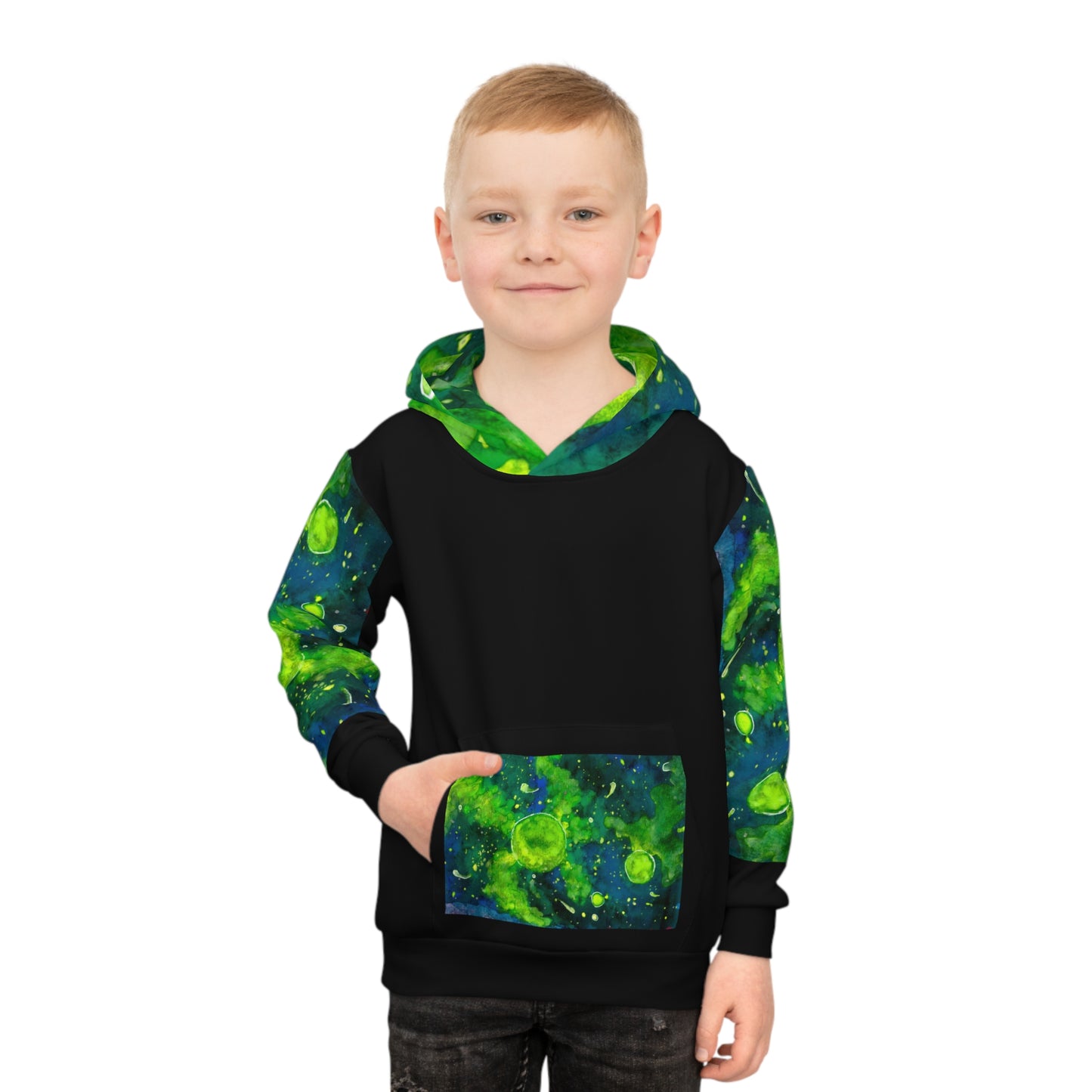 Green Galaxy Children's Hoodie (AOP)