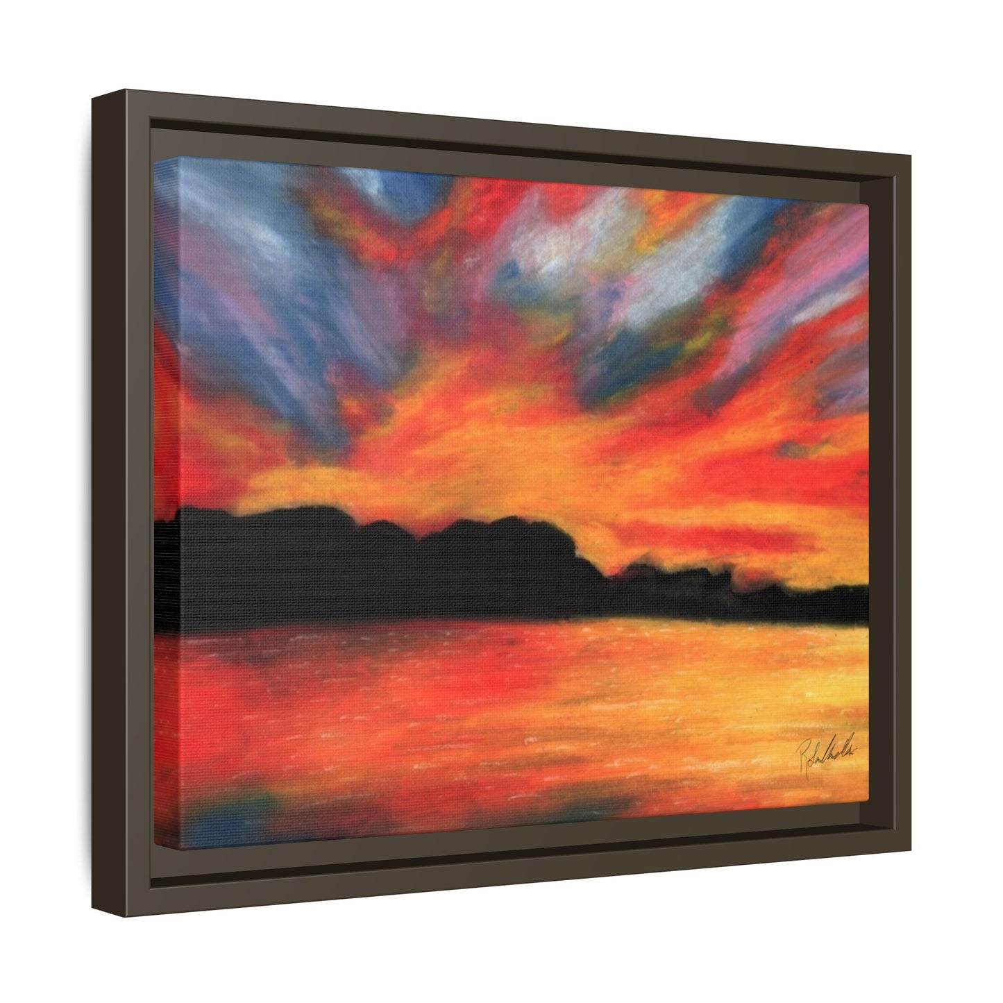 Sunset Over The Lake Framed Wall Art