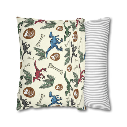 Dinosaur Fossil Pattern Pillowcase — Kids Paleontology Throw Pillow Cover