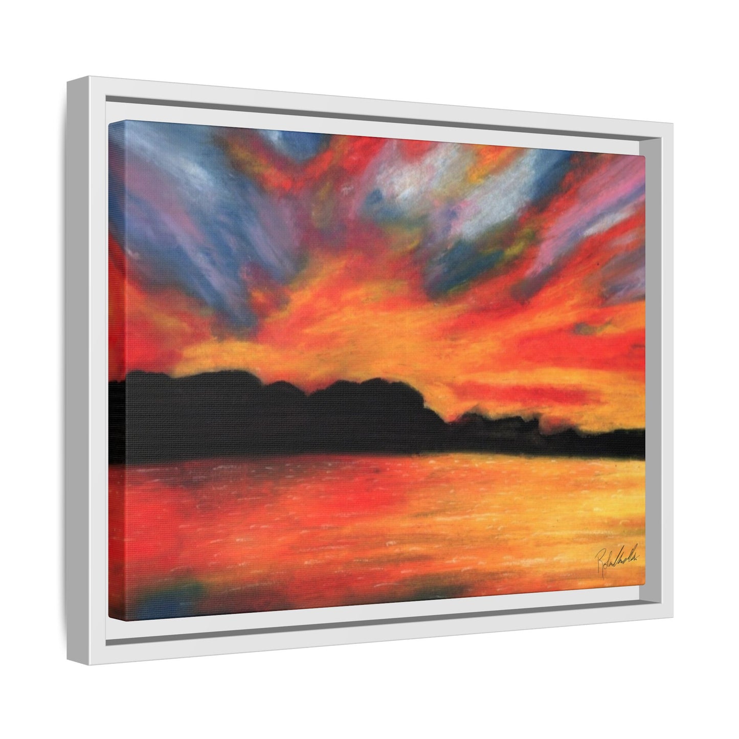 Sunset Over The Lake Framed Wall Art