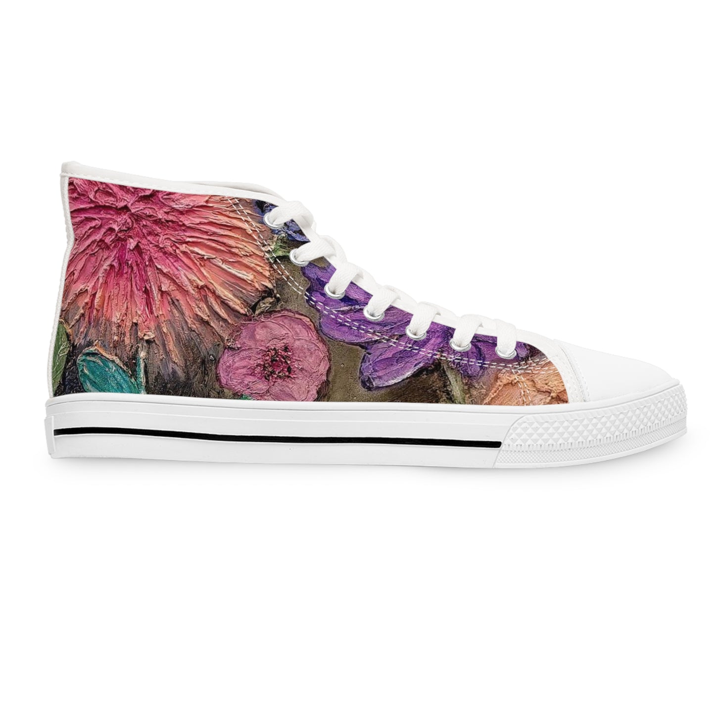 Flower Unisex High Top Sneakers Closed Toe Casual Walking Fashion Shoes