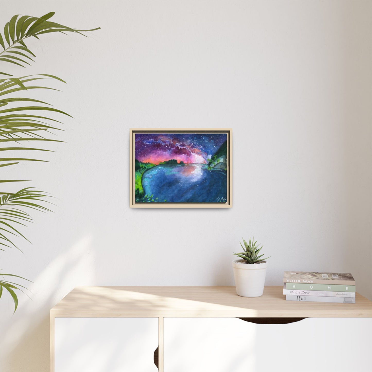 Watercolor Sunset Lake Framed Wall Art