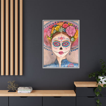 Day of the Dead Skull Woman Framed Wall Art
