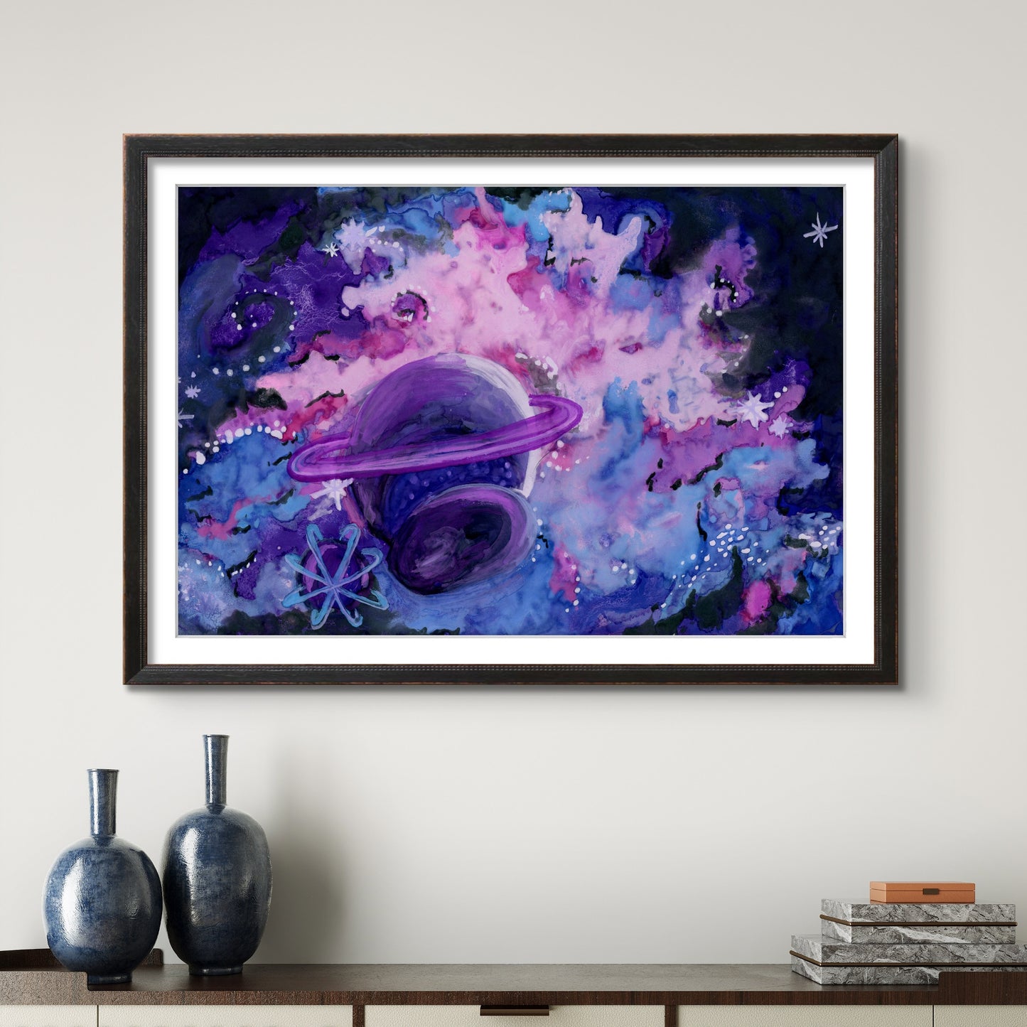 Purple and Blue Planets in Space- Galaxy 8x10 Museum Grade Fine Art Print