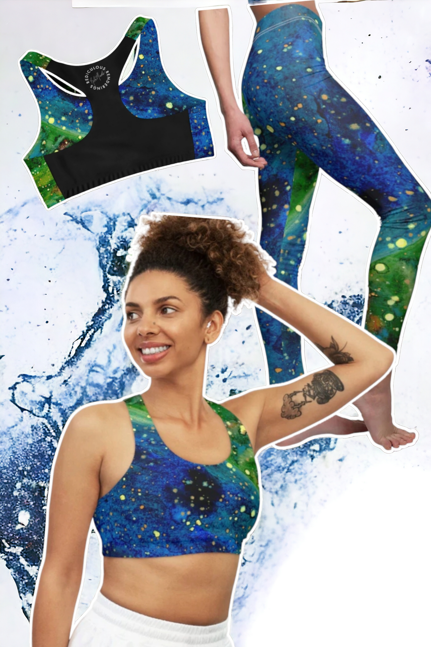 Blue Planet Galaxy Women's Cut & Sew Casual Leggings (AOP)