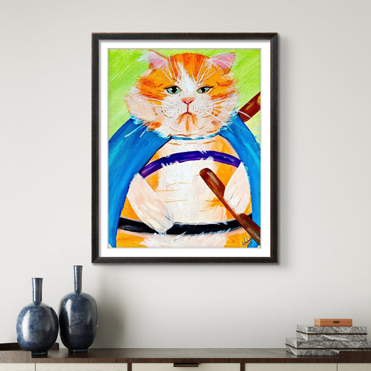 Fat Ninja Orange Tabby Cat 8x10 Museum Grade Fine Art Print