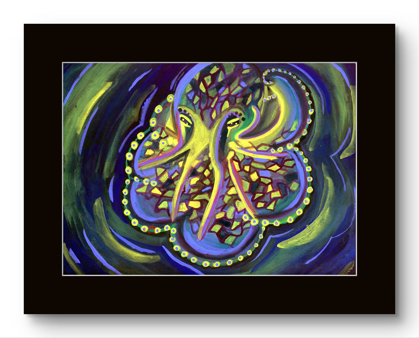 Geometric Neon Green Octopus 8x10 Museum Grade Fine Art Print