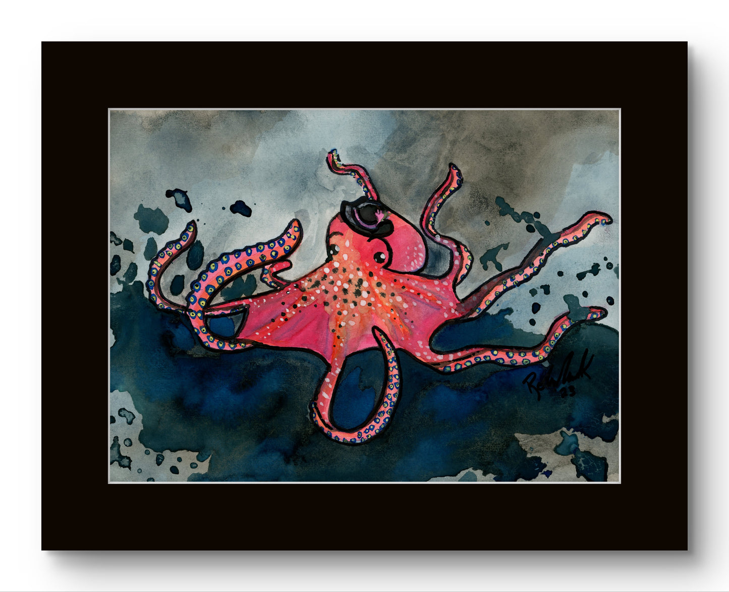 Red Octopus with Fedora Hat 8x10 Museum Grade Fine Art Print