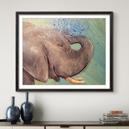 Elephant Spraying Water 8x10 Museum Grade Fine Art Print