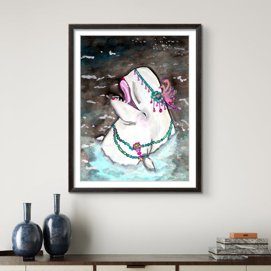 Fancy 1920s Flappy Beluga Whale 8x10 Museum Grade Fine Art Print