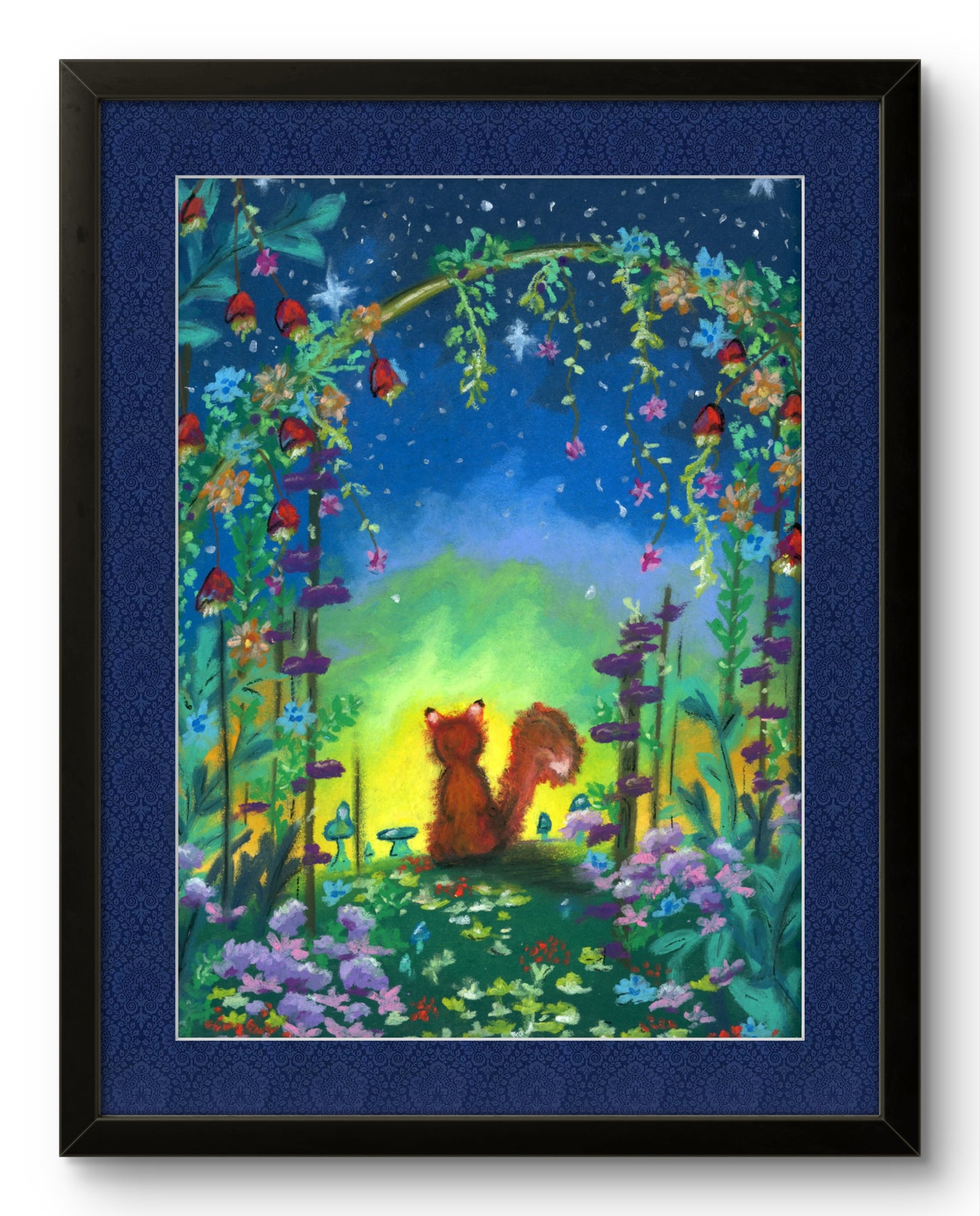 Fox in Flowers Sunset 8x10 Museum Grade Fine Art Print